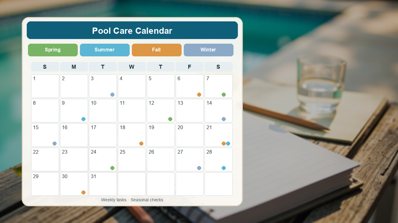 Pool Maintenance Schedule: Weekly Rhythm + Month-by-Month Calendar
