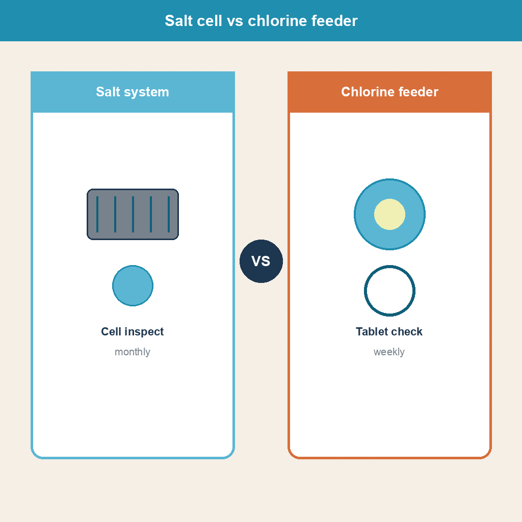 Salt system versus chlorine feeder calendar differences