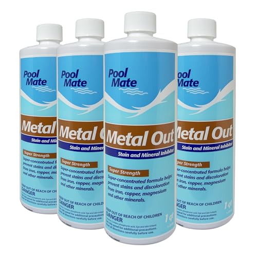 Pool Mate 1-Quart 4-Pack Concentrated Metal Out, Pool Metal Remover and Stain Preventer