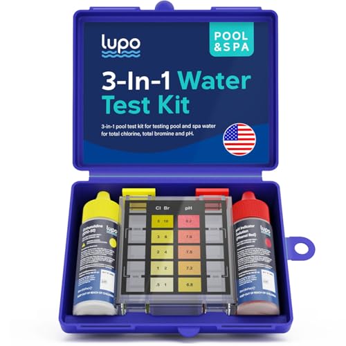 Lupo 3-in-1 Pool Test Kit (Total Chlorine, Bromine, pH, 100 Tests)