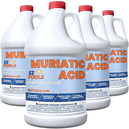 EZ Pools Muriatic Acid for Swimming Pools & Spas – Pack of 4 Gallons
