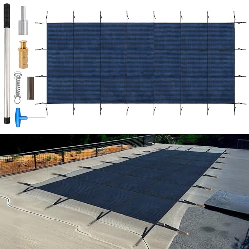 Blue Inground Pool Safety Cover, Fits 23 x 43 Ft Rectangular Pool