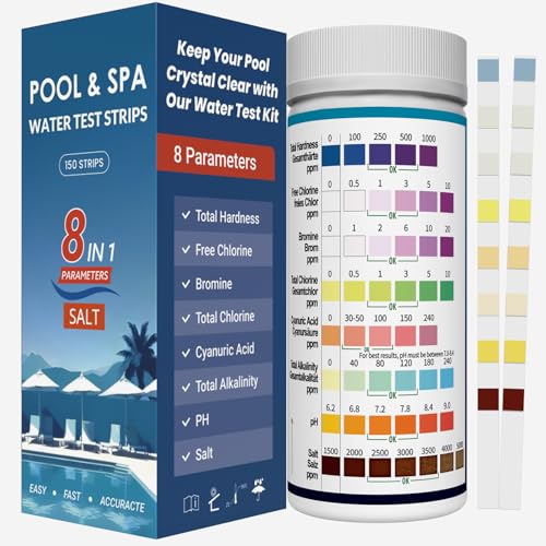 Joyzakzak 8-in-1 Pool Test Strips with Salt (150 Count)