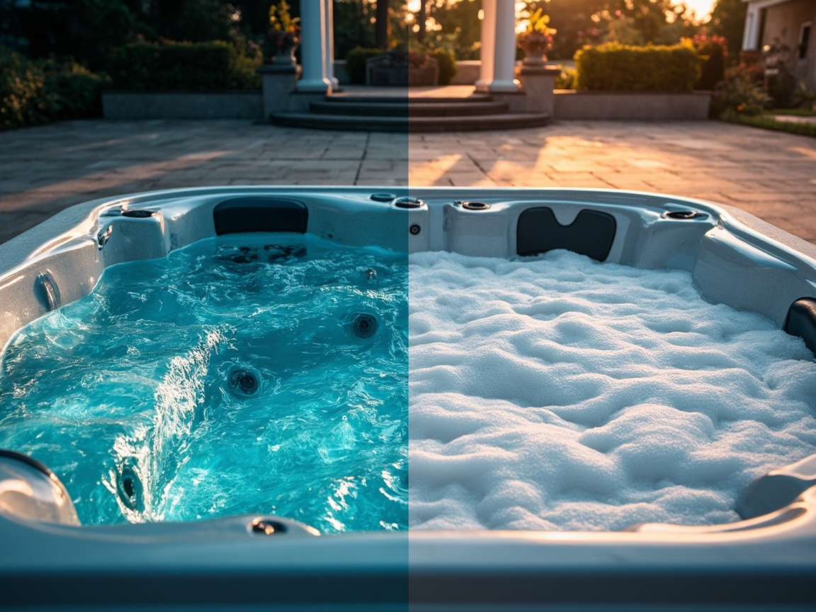 Clear versus cloudy hot tub water comparison